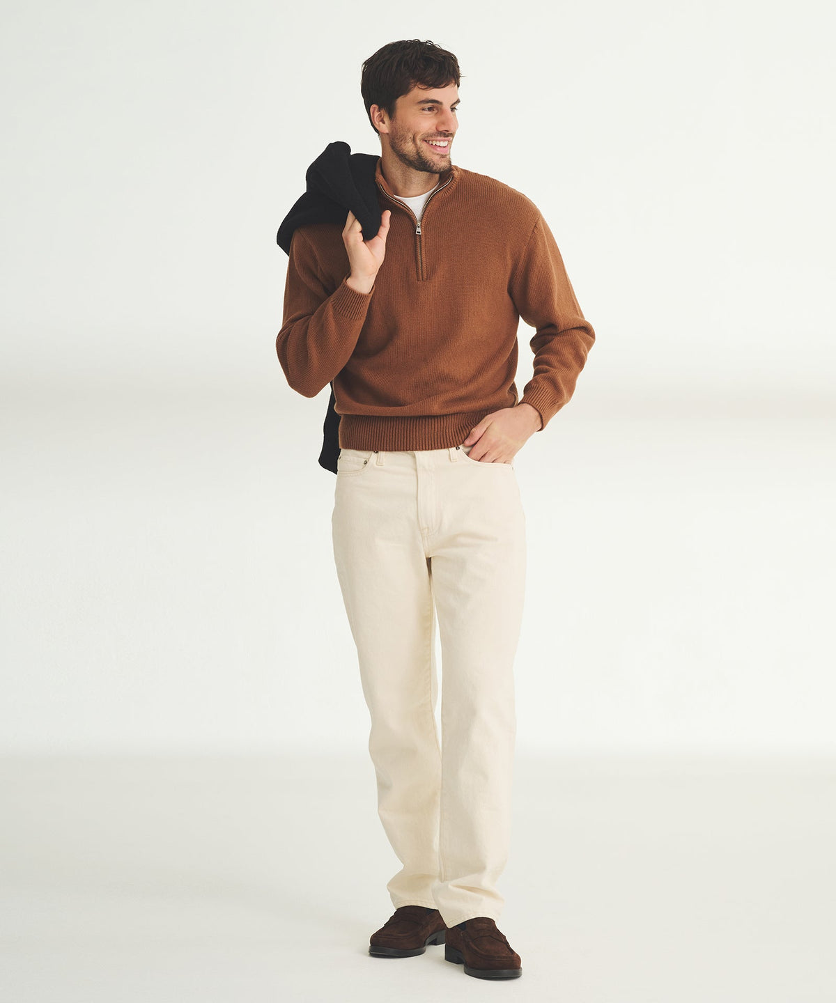 Cotton Relaxed Quarter Zip Sweater
