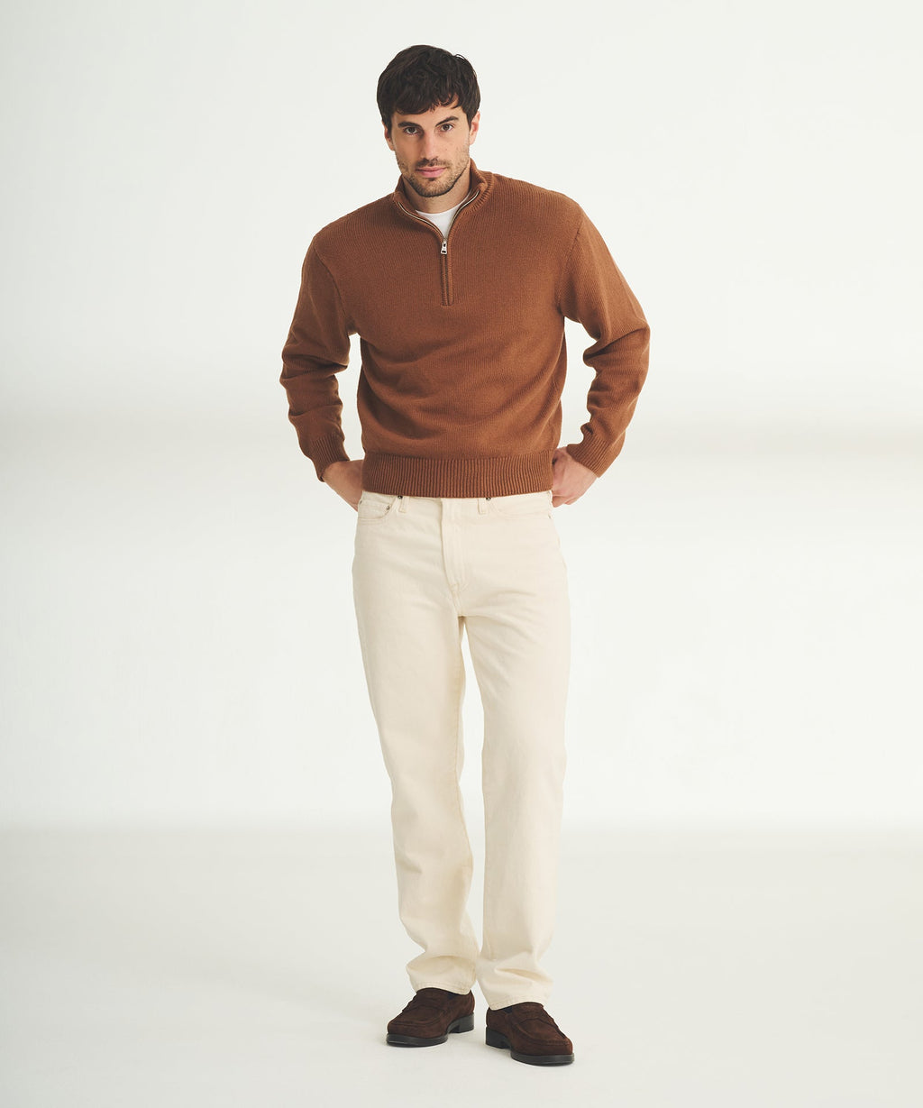 Cotton Relaxed Quarter Zip Sweater