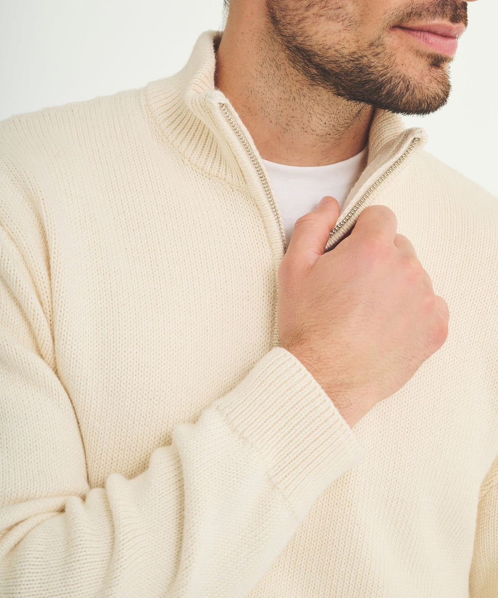 Cotton Relaxed Quarter Zip Sweater