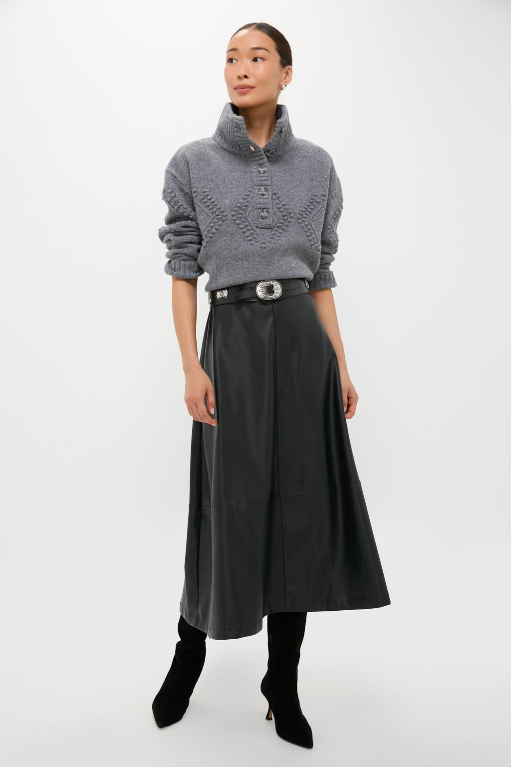 Black Leather Veronica Maxi Skirt