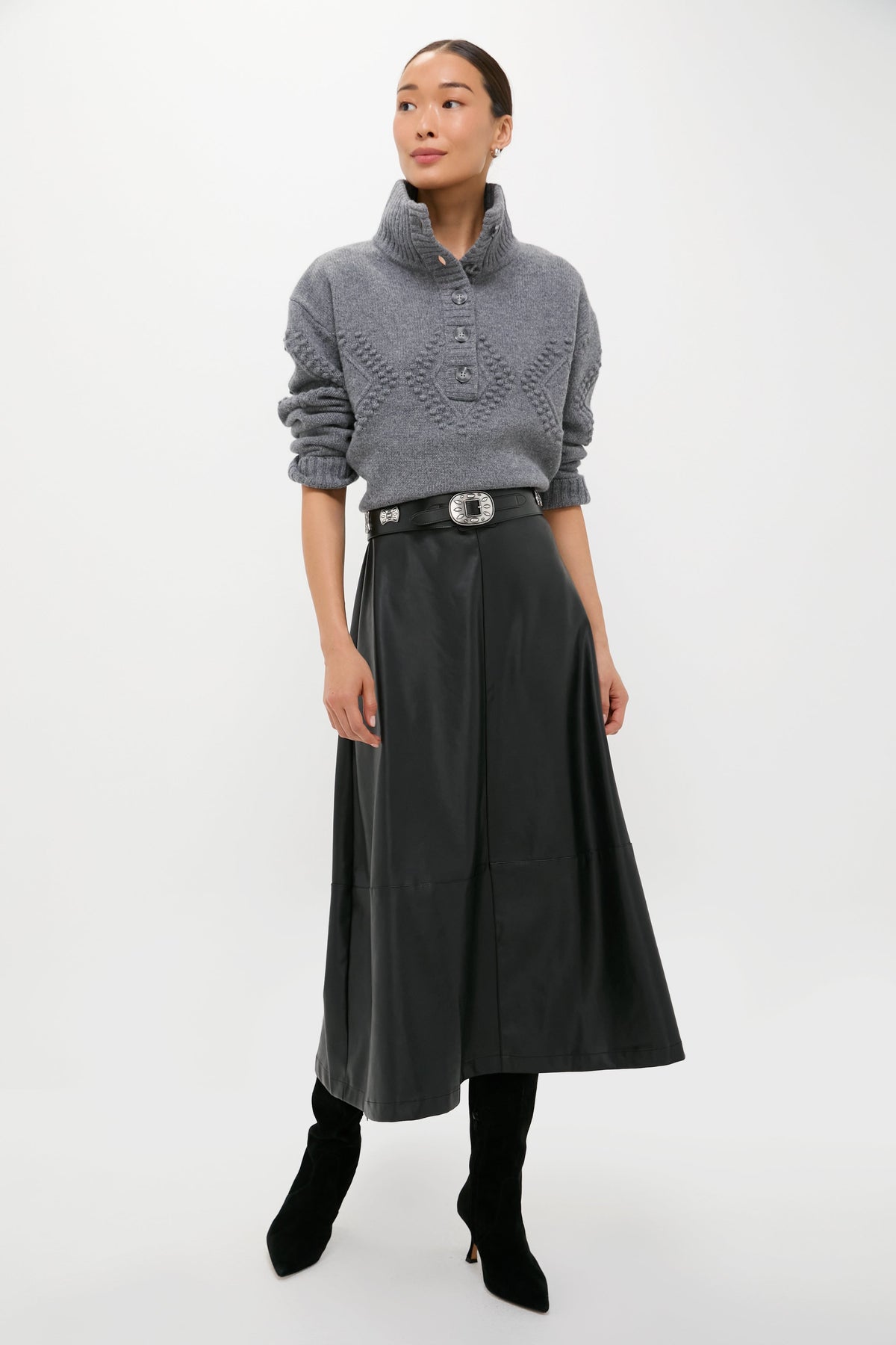 Black Leather Veronica Maxi Skirt