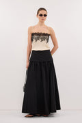 CLAIRE BLACK COTTON MIDI SKIRT
