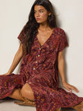 Avery Sweater Knit Midi Dress - Meadow Whimsy Mahogany
