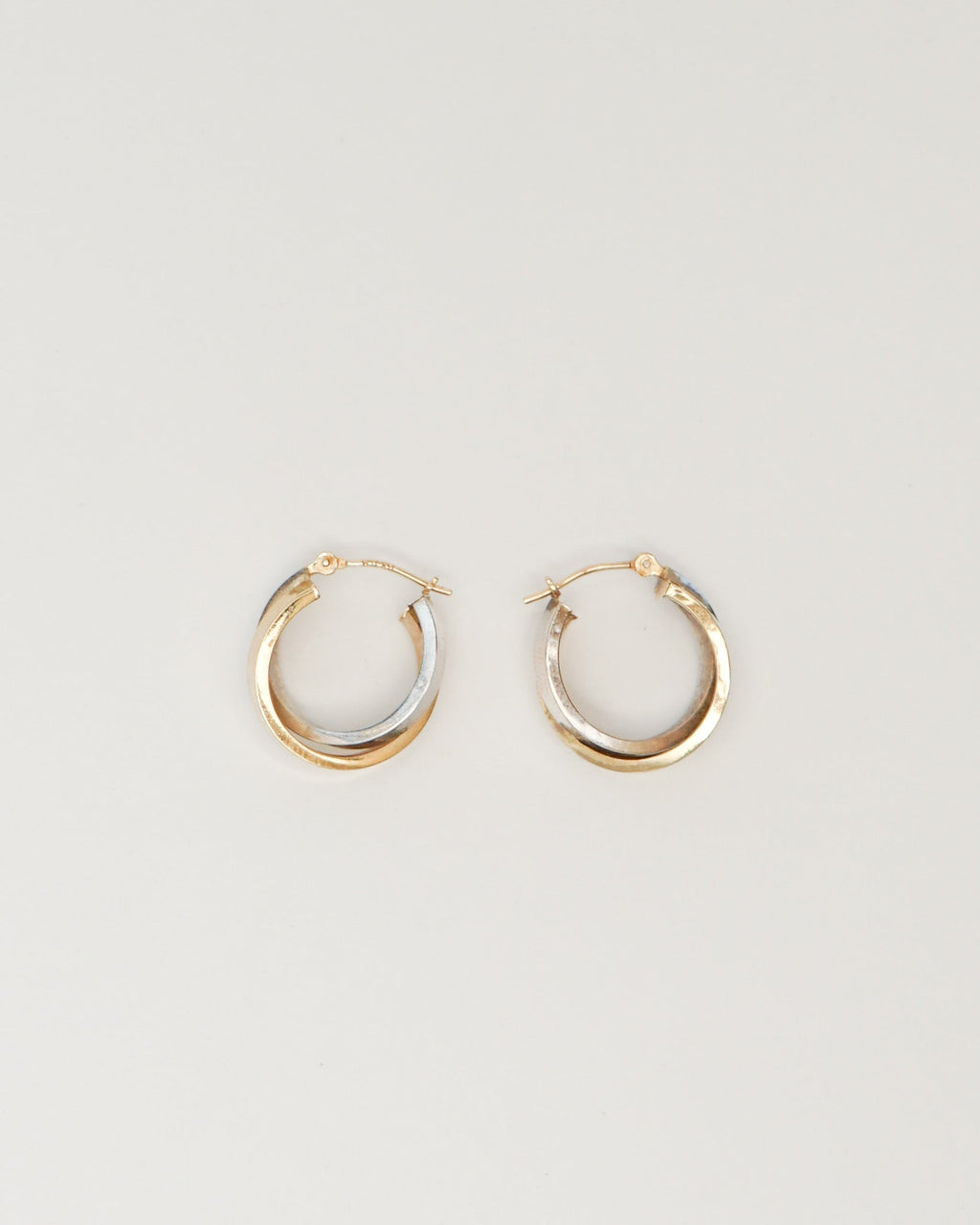 14k Yellow & White Gold Hoop Earrings