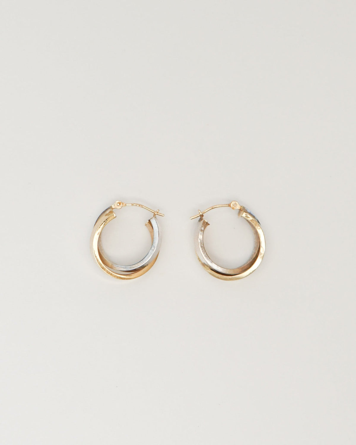 14k Yellow & White Gold Hoop Earrings