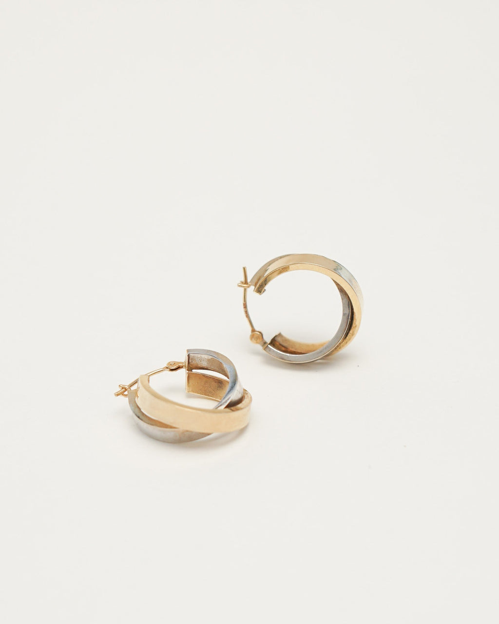 14k Yellow & White Gold Hoop Earrings