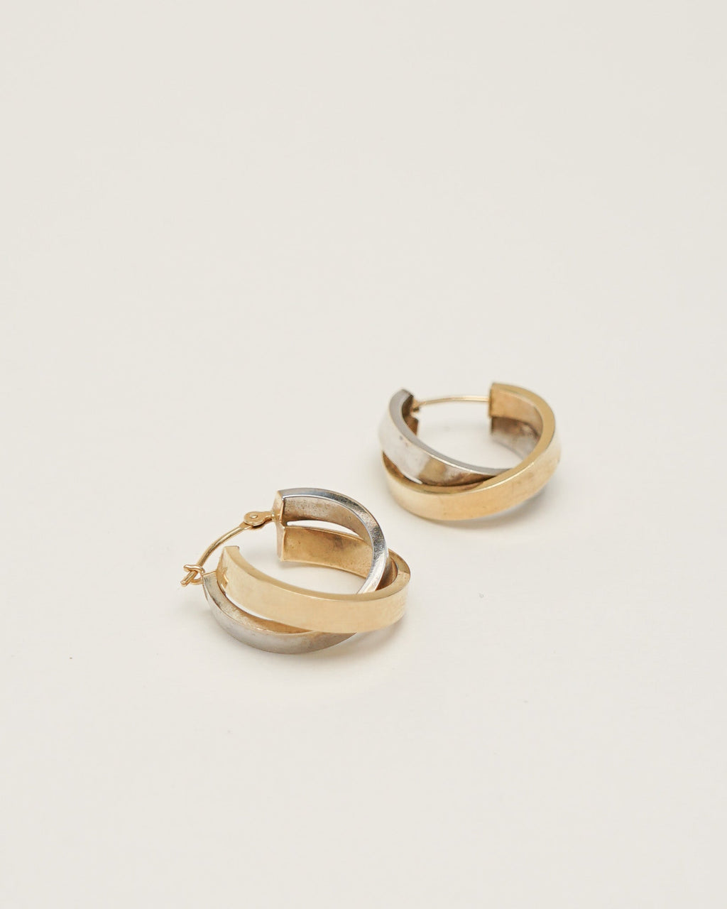 14k Yellow & White Gold Hoop Earrings