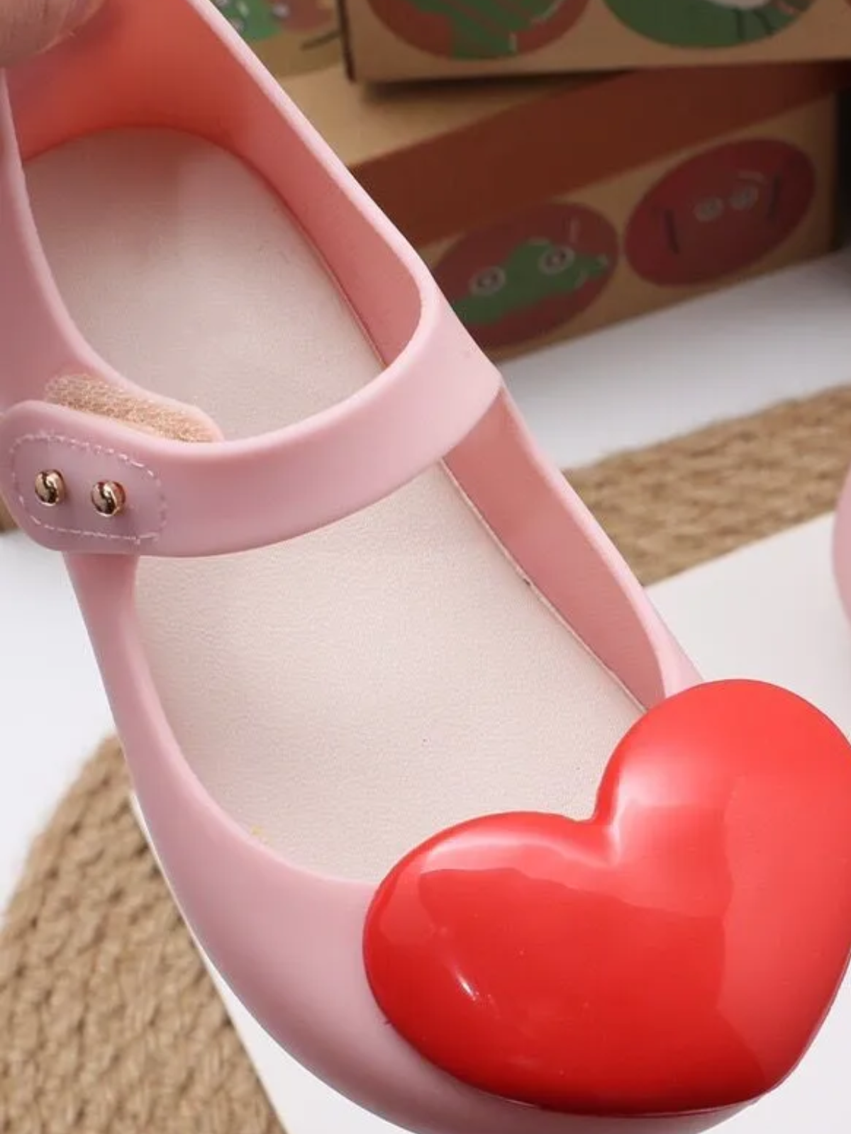 Big Heart Pink Jelly Flats by Liv and Mia