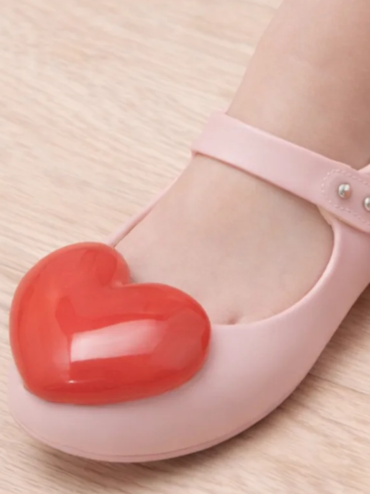 Big Heart Pink Jelly Flats by Liv and Mia
