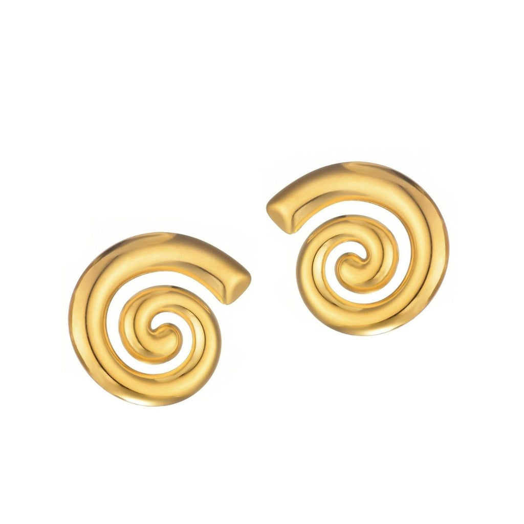 Tarnish Resistant 18k Gold Plated Swirl Statement Stud Earrings