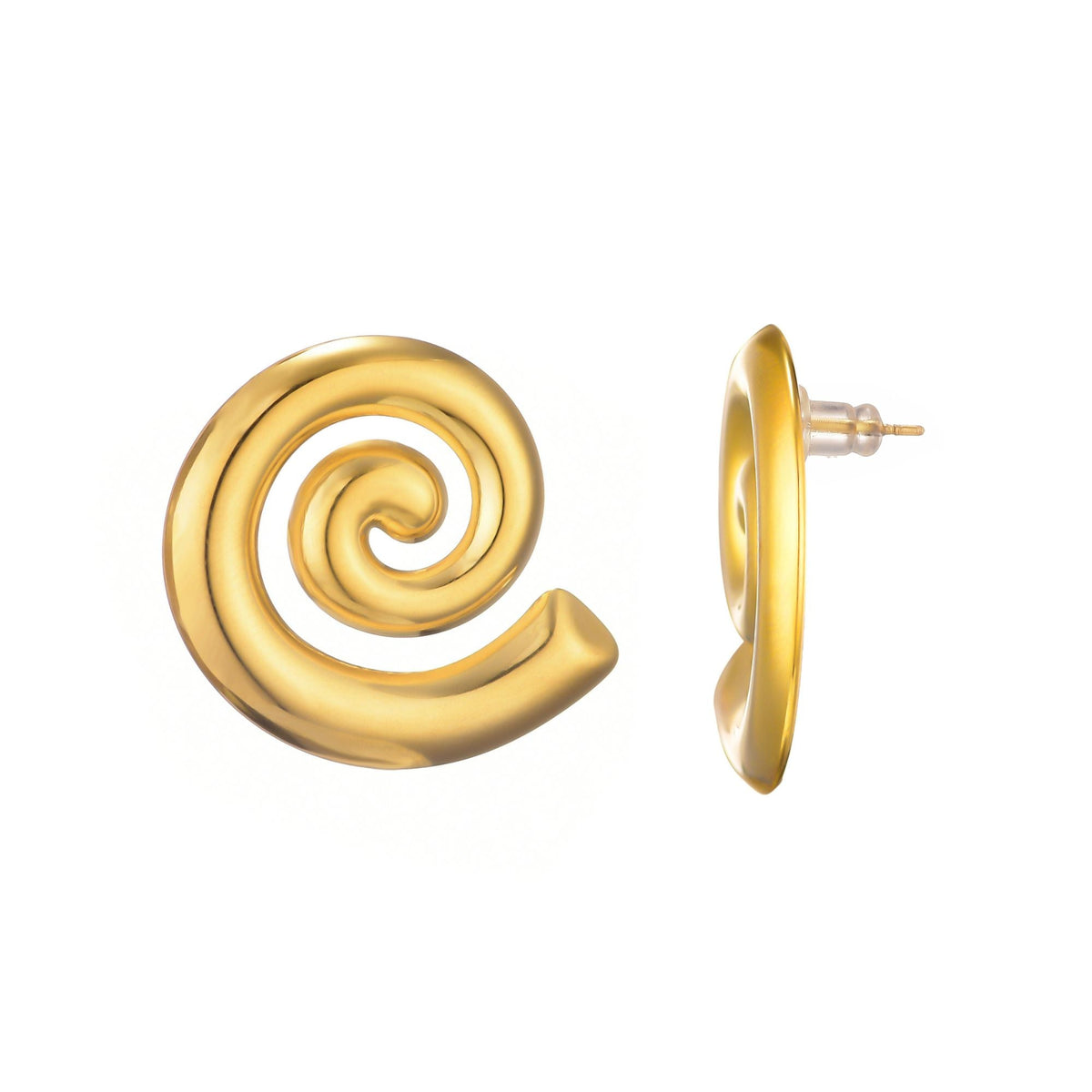 Tarnish Resistant 18k Gold Plated Swirl Statement Stud Earrings