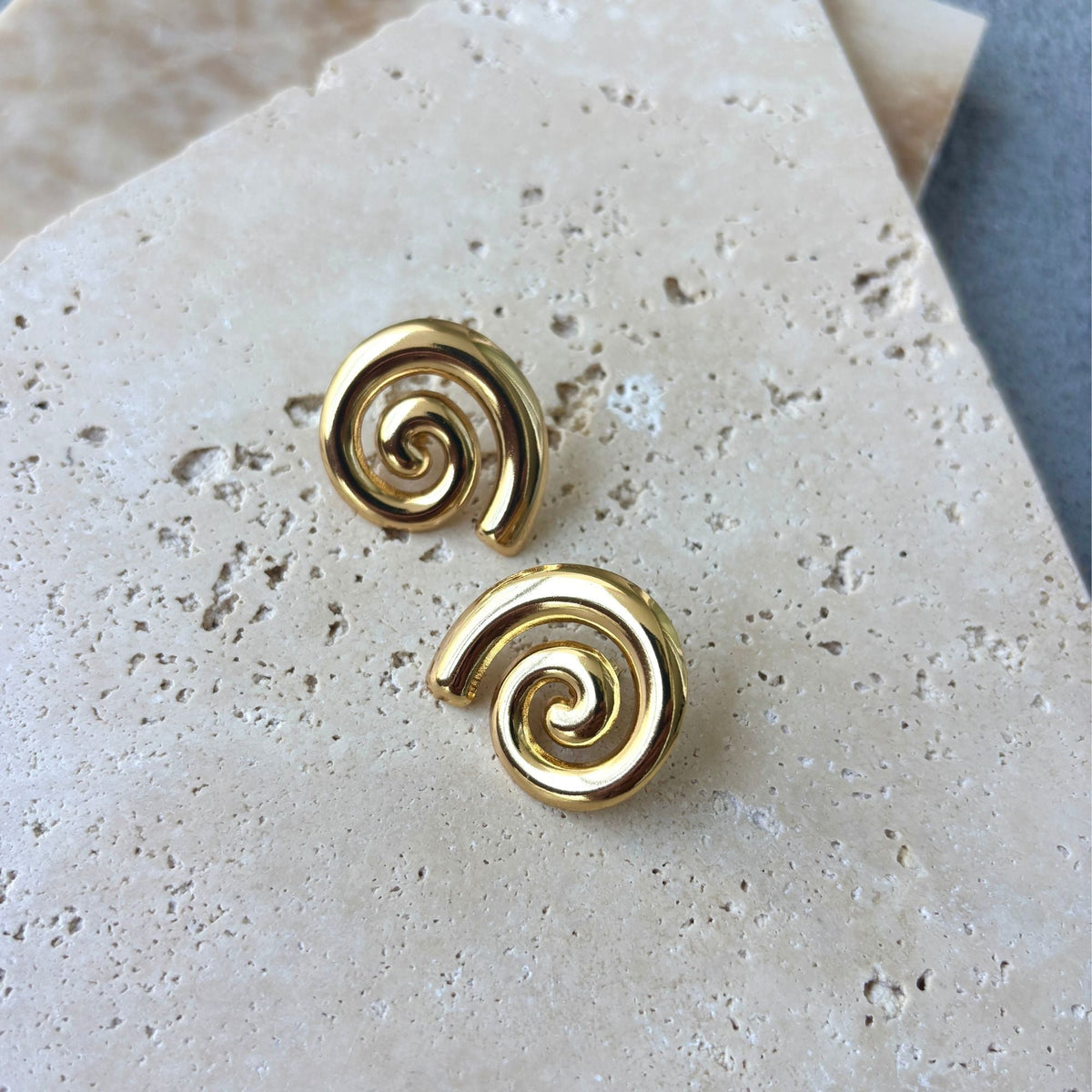 Tarnish Resistant 18k Gold Plated Swirl Statement Stud Earrings