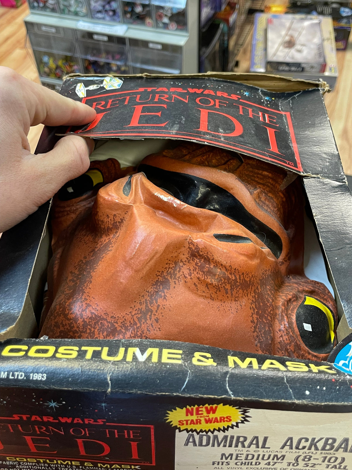 Admiral Ackbar Costume & Mask (Vintage Star Wars ROTF, Ben Cooper) OPEN BOX