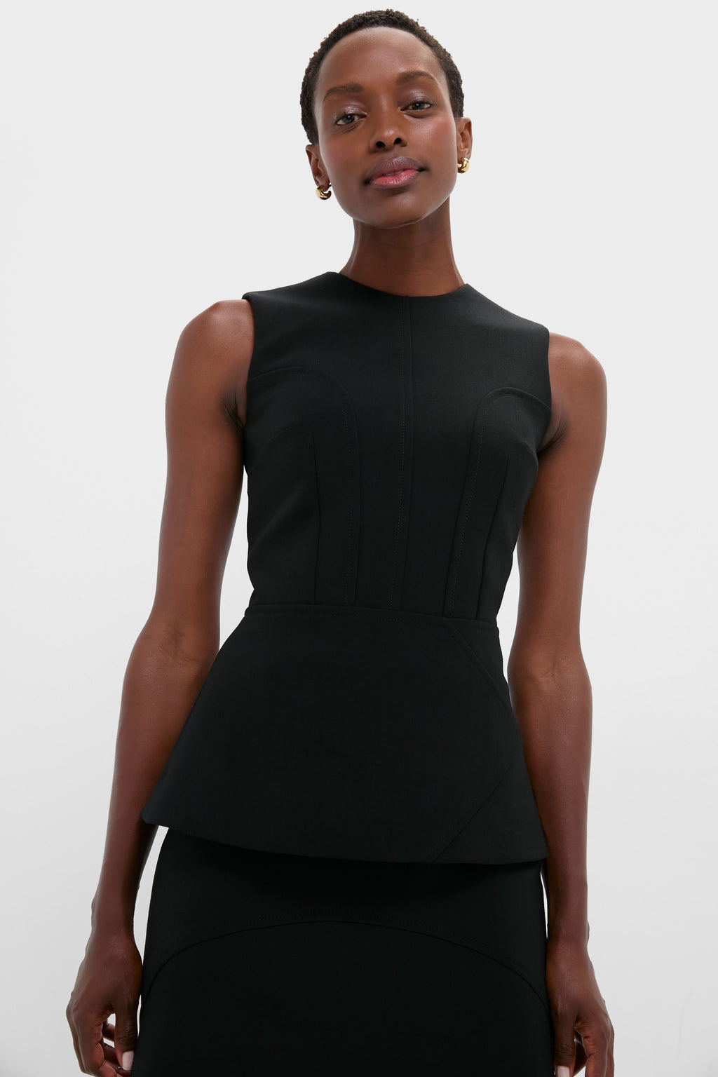 Black Reville Birdseye Suiting Top