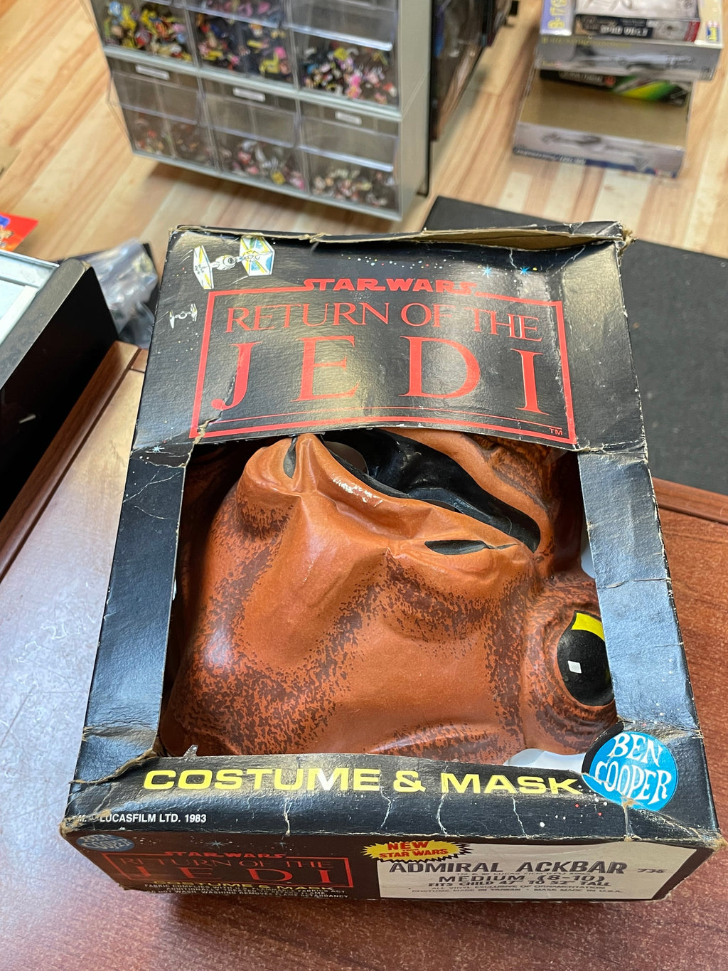 Admiral Ackbar Costume & Mask (Vintage Star Wars ROTF, Ben Cooper) OPEN BOX