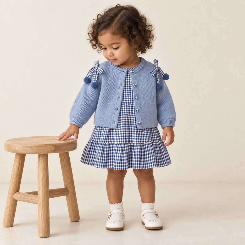 Baby Blue Cardigan and Dress Set