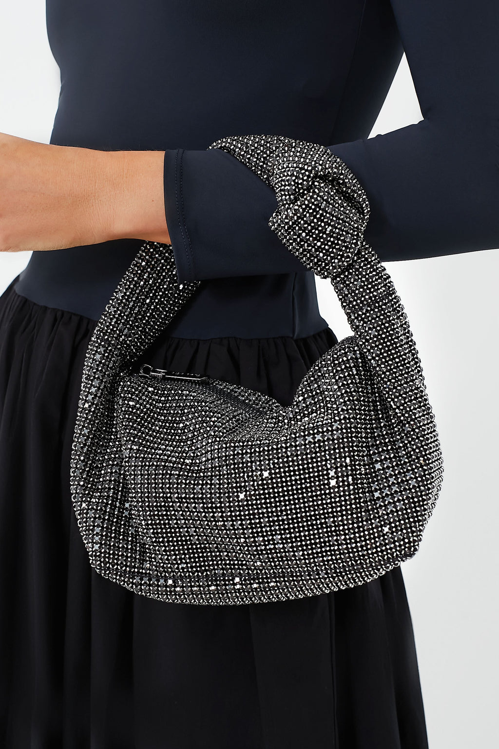 Black Polly Crystal Shoulder Bag