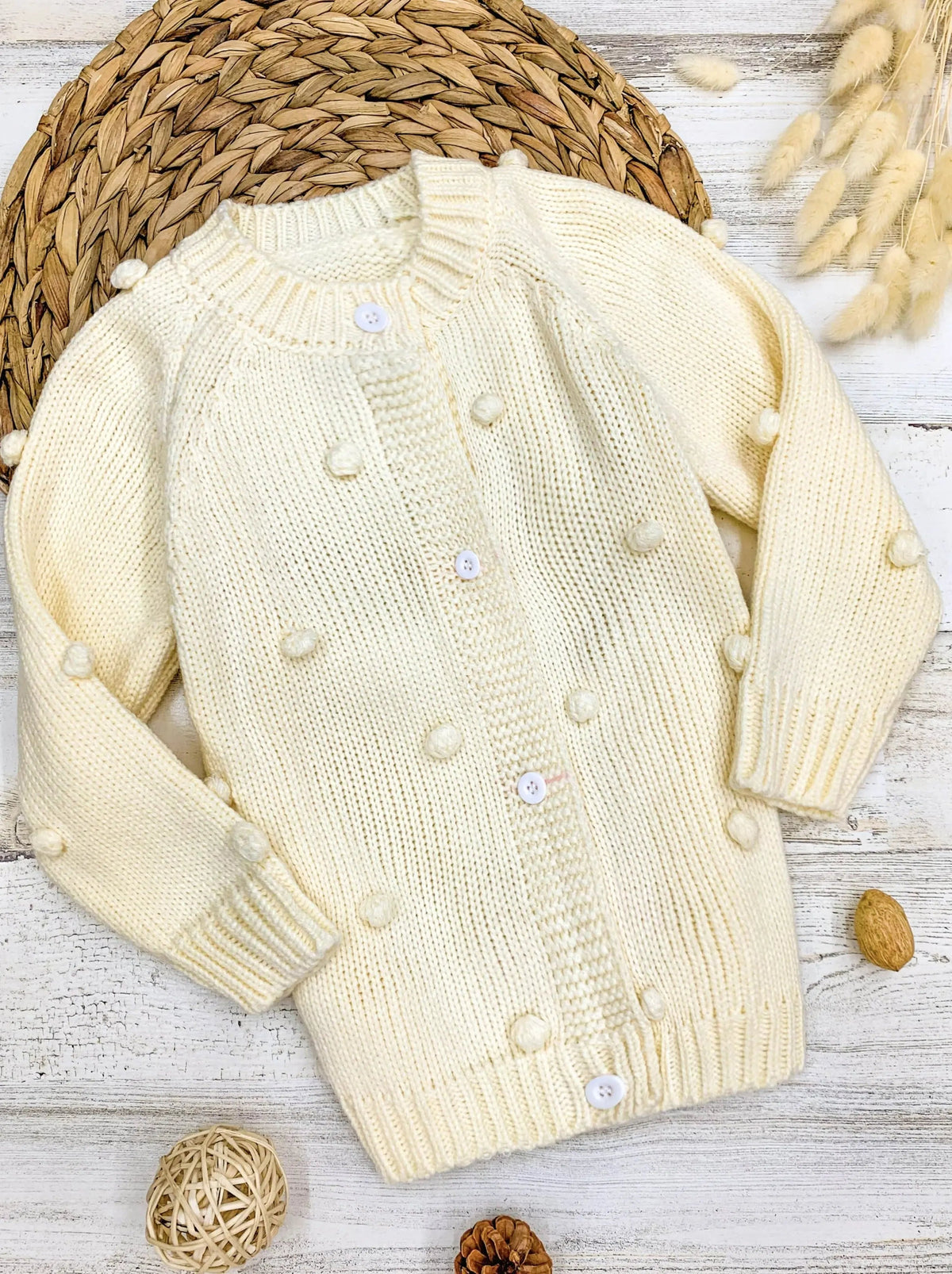 Button Up Pom Pom Cardigan