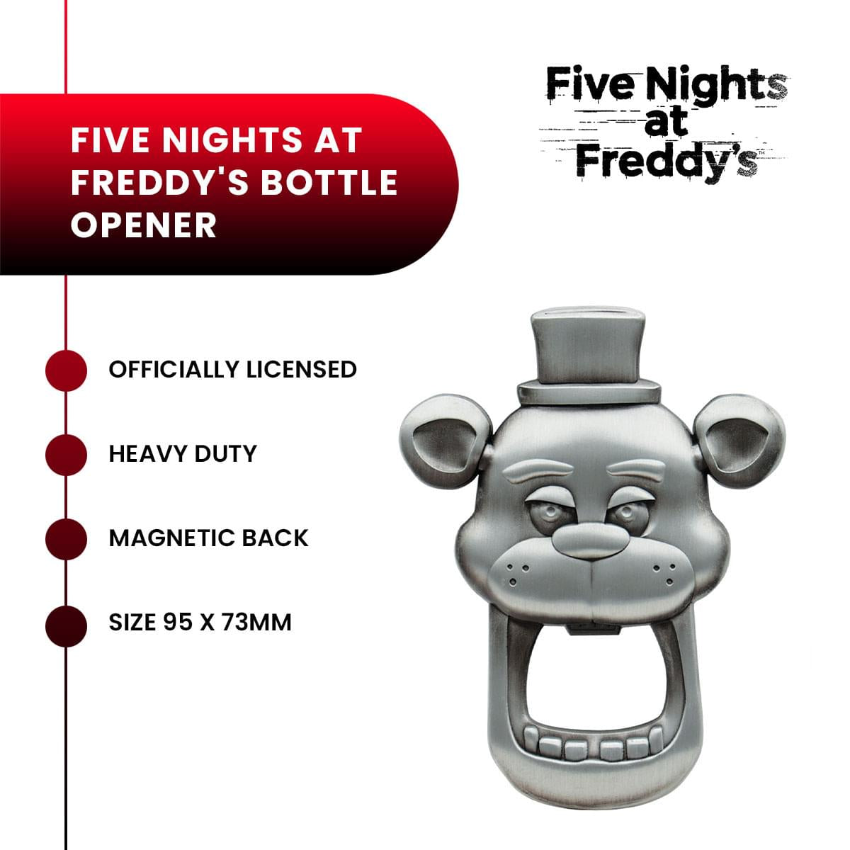Five Nights At Freddy's Freddy Fazbear Face Magnetic Metal Bottle Opener