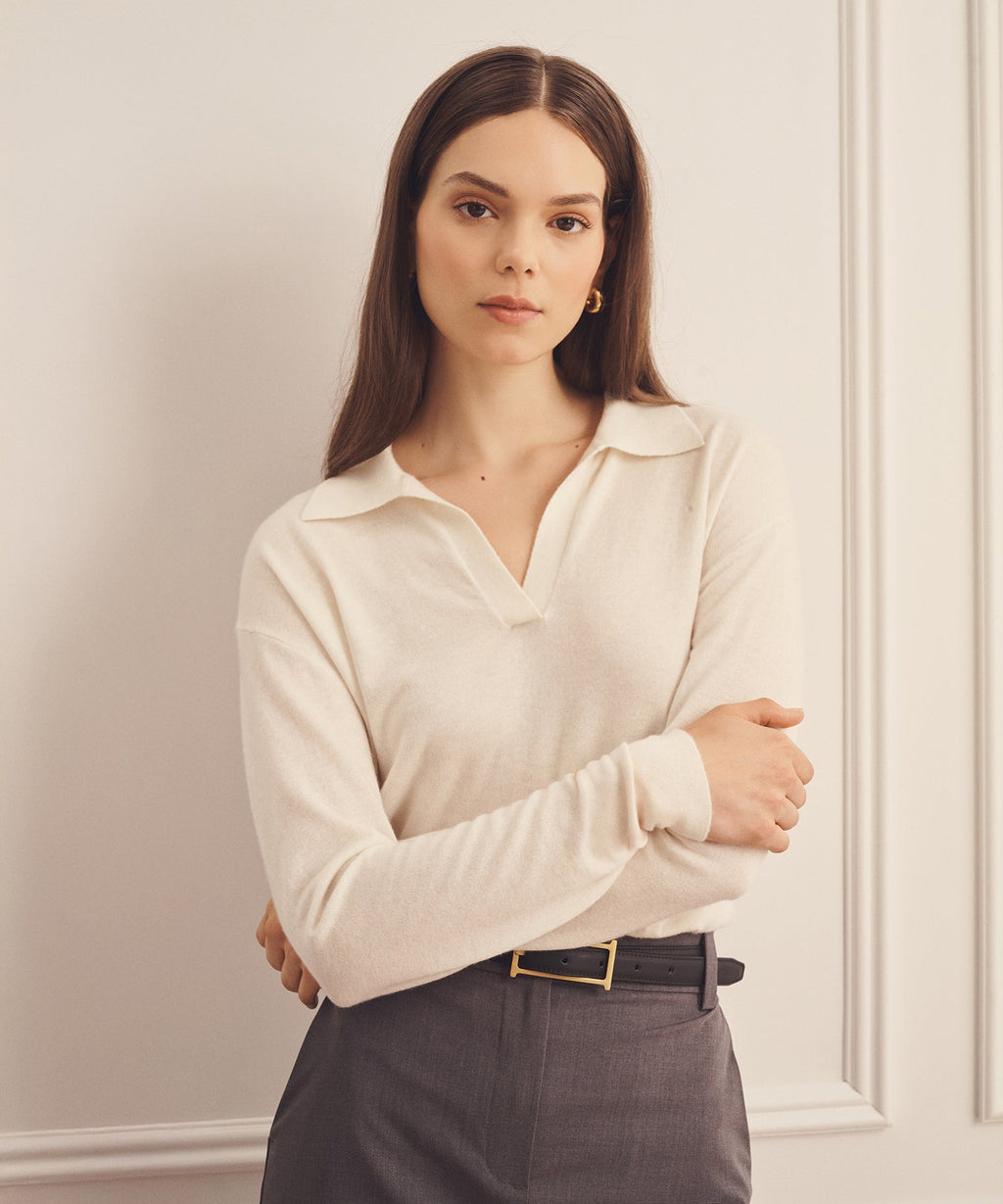 Super Fine Cashmere Long Sleeve Polo