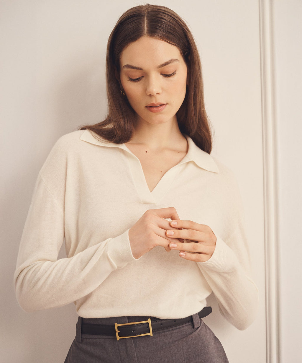 Super Fine Cashmere Long Sleeve Polo