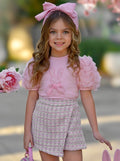 Bunny Puff Sleeve Top and Tweed Skort Easter Set