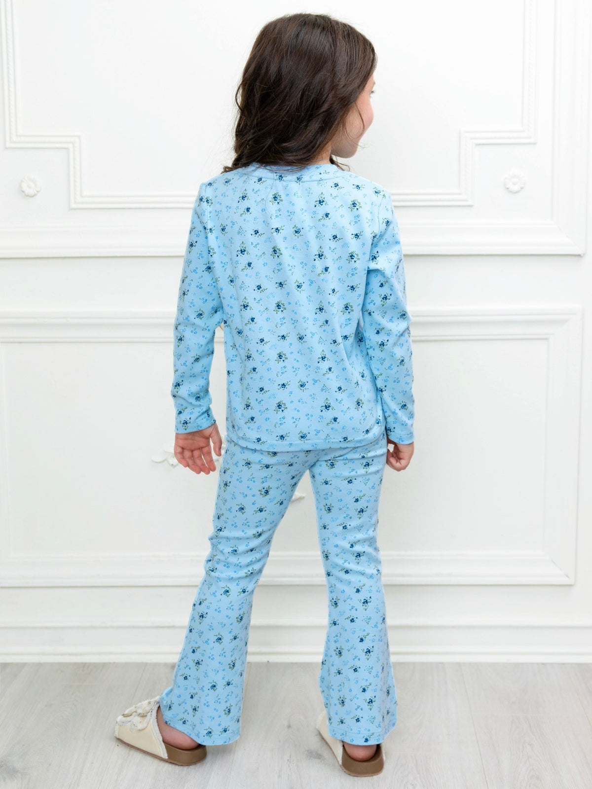 Bluebell Bliss Floral Flare Cotton Pant Set
