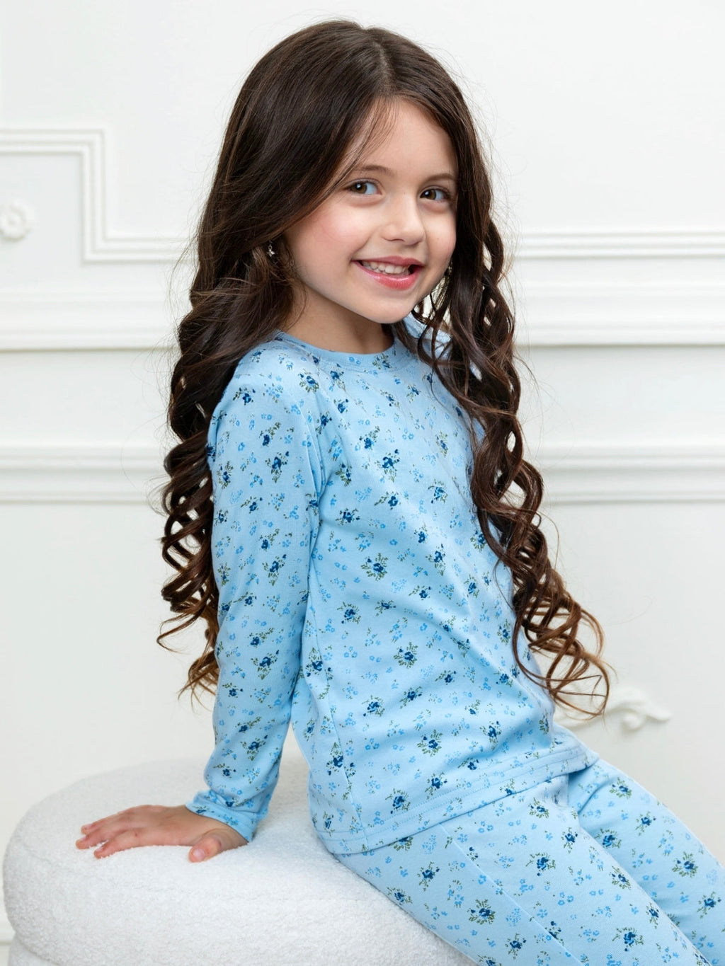 Bluebell Bliss Floral Flare Cotton Pant Set