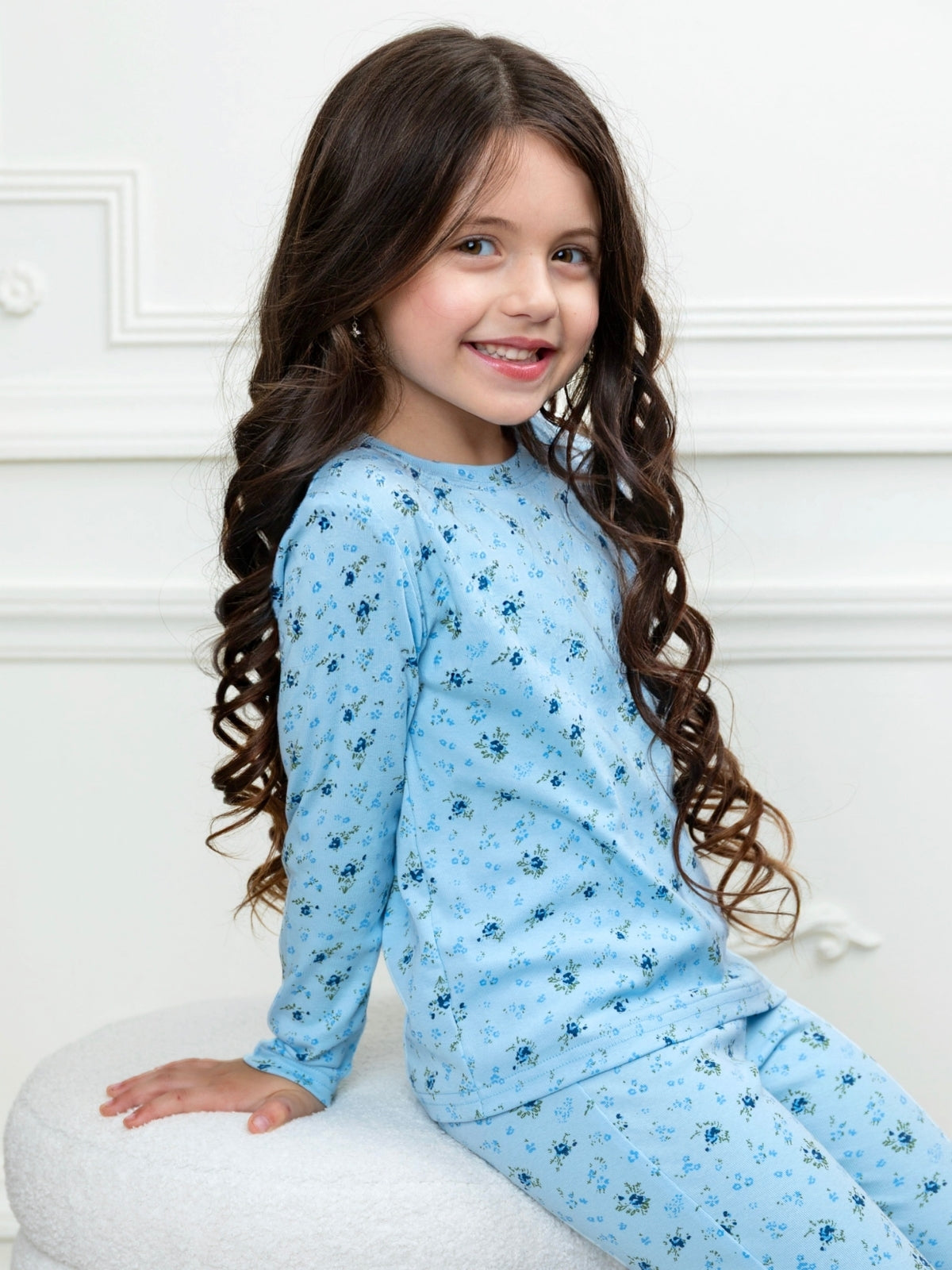 Bluebell Bliss Floral Flare Cotton Pant Set