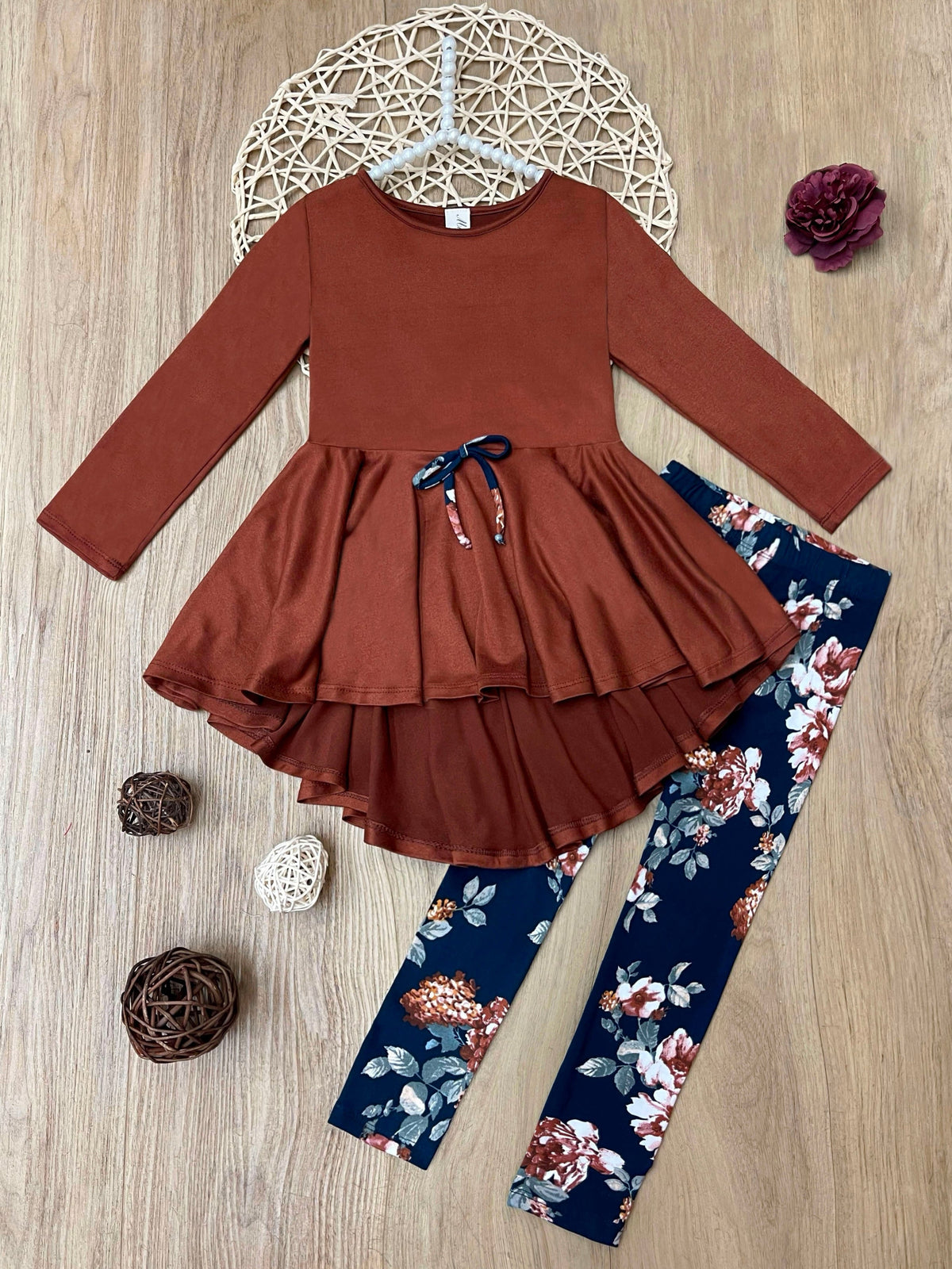 Autumn Bloom Hi-Lo Tunic and Floral Legging Set