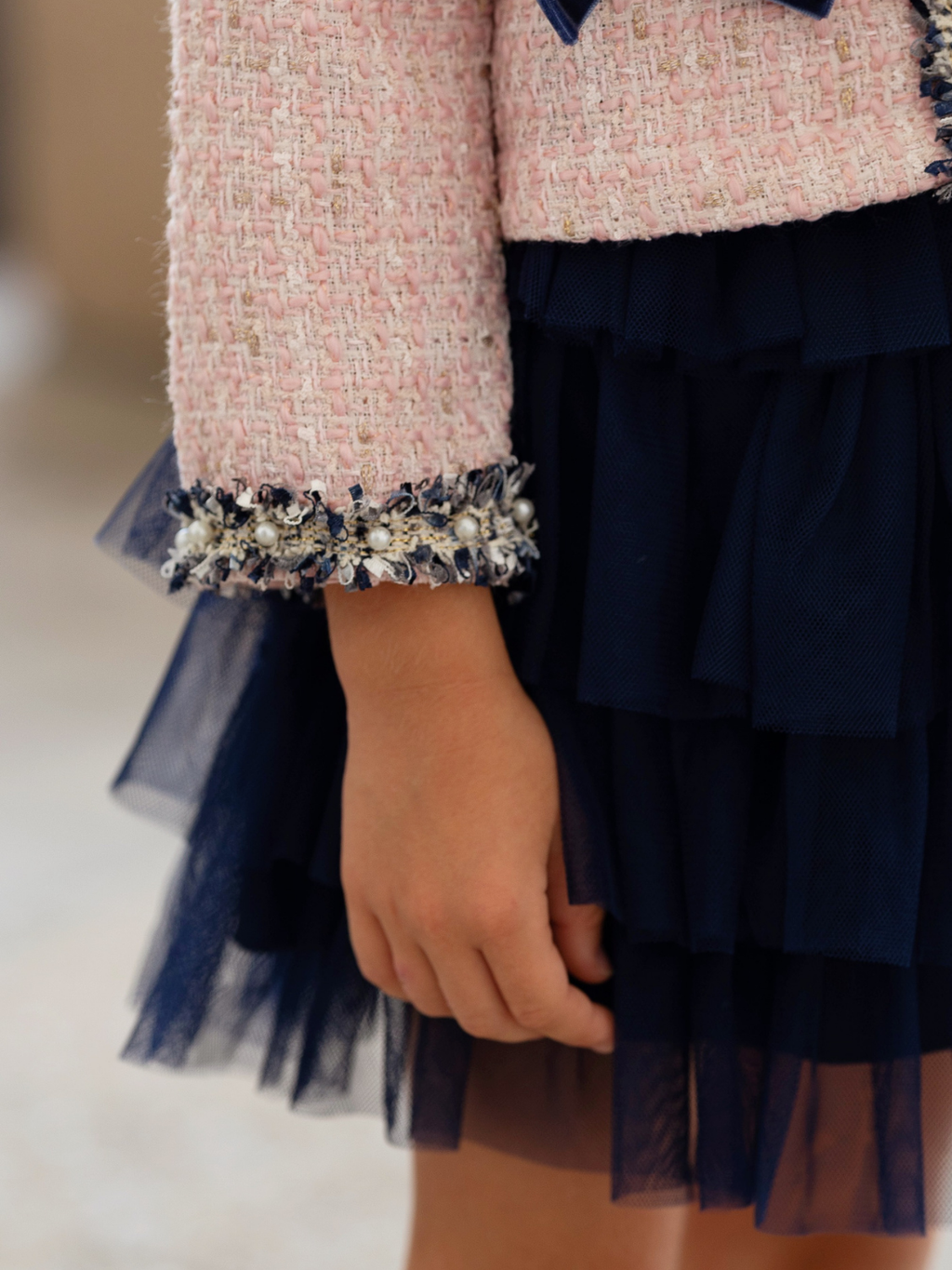 Bow Bliss Tweed Jacket and Tulle Skirt Set