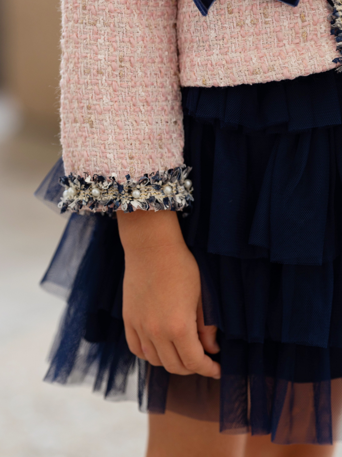 Bow Bliss Tweed Jacket and Tulle Skirt Set