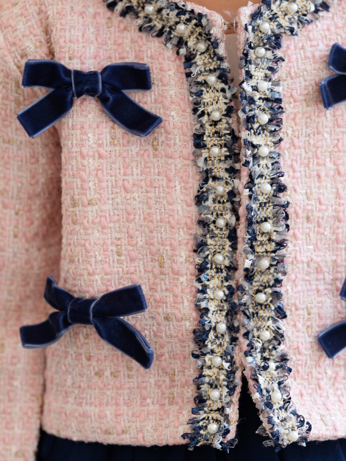 Bow Bliss Tweed Jacket and Tulle Skirt Set