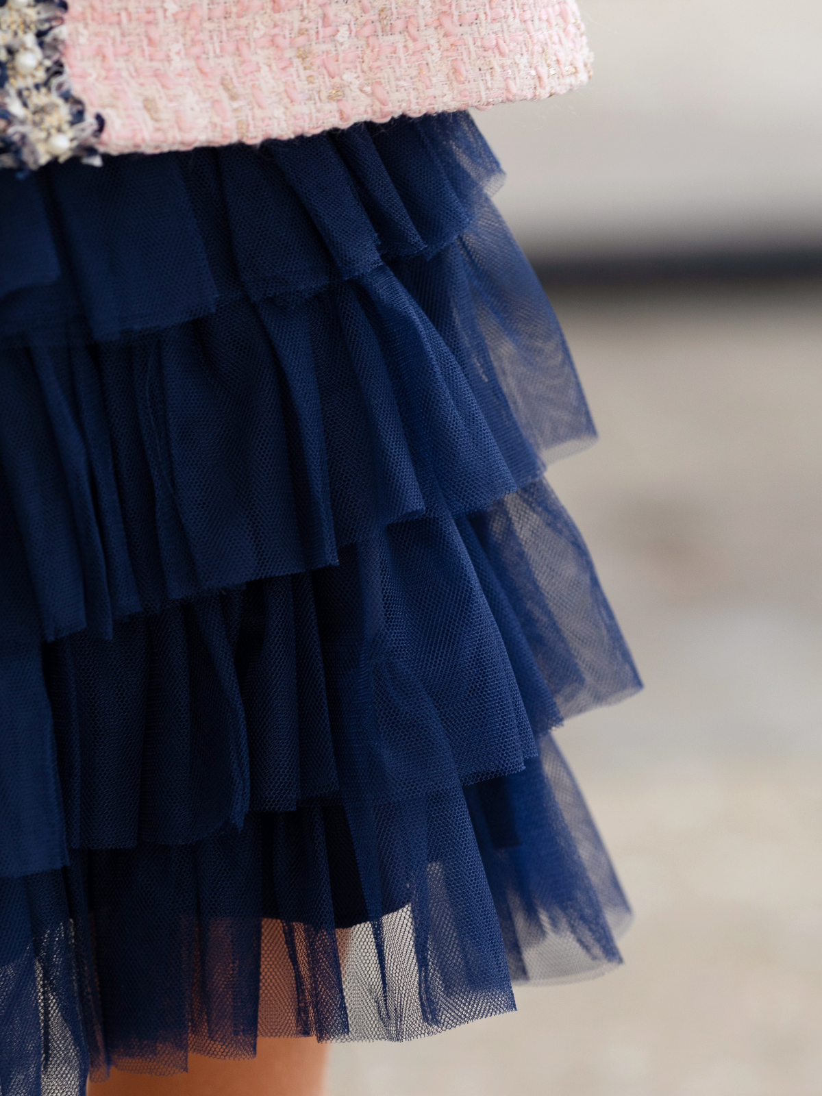 Bow Bliss Tweed Jacket and Tulle Skirt Set