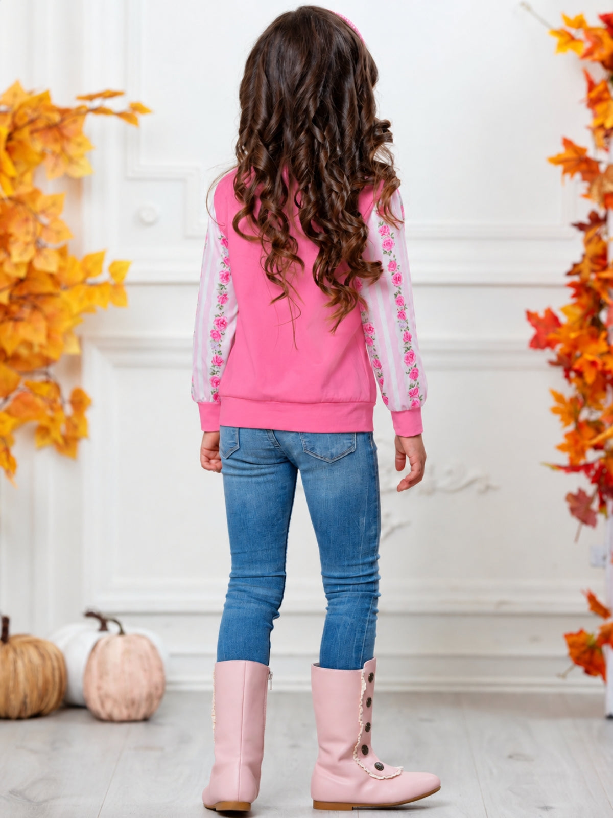 Blushing Pumpkin Floral Bow Cotton Top