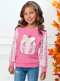 Blushing Pumpkin Floral Bow Cotton Top