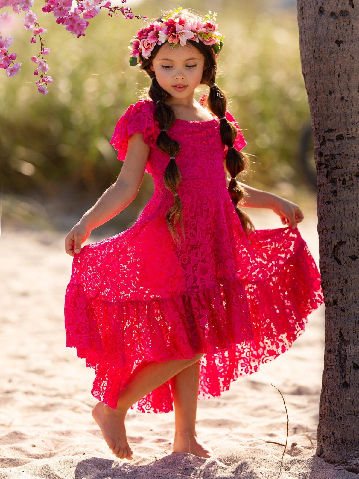 Berry Beautiful Lace High Low Dress