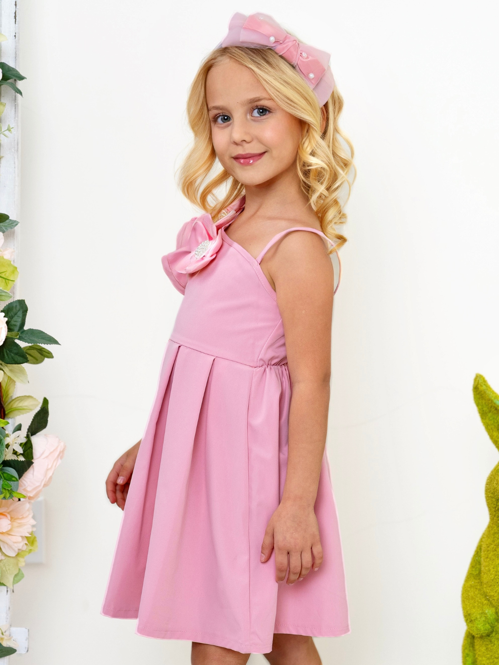 Blush Bloom One-Shoulder Flower Accent Dress