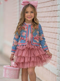 Blushing Blooms Matching Blazer and Tutu Skirt Set