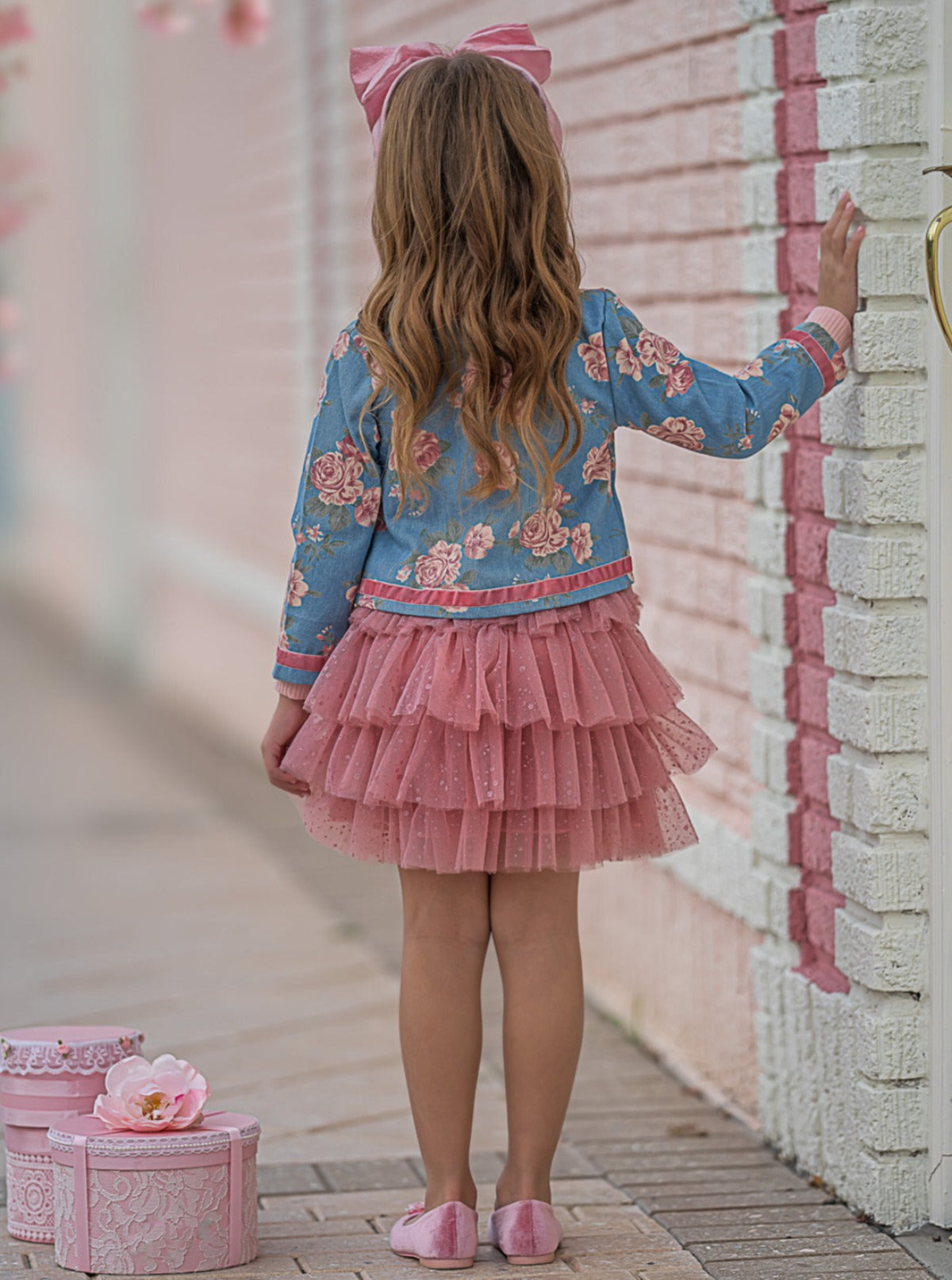 Blushing Blooms Matching Blazer and Tutu Skirt Set