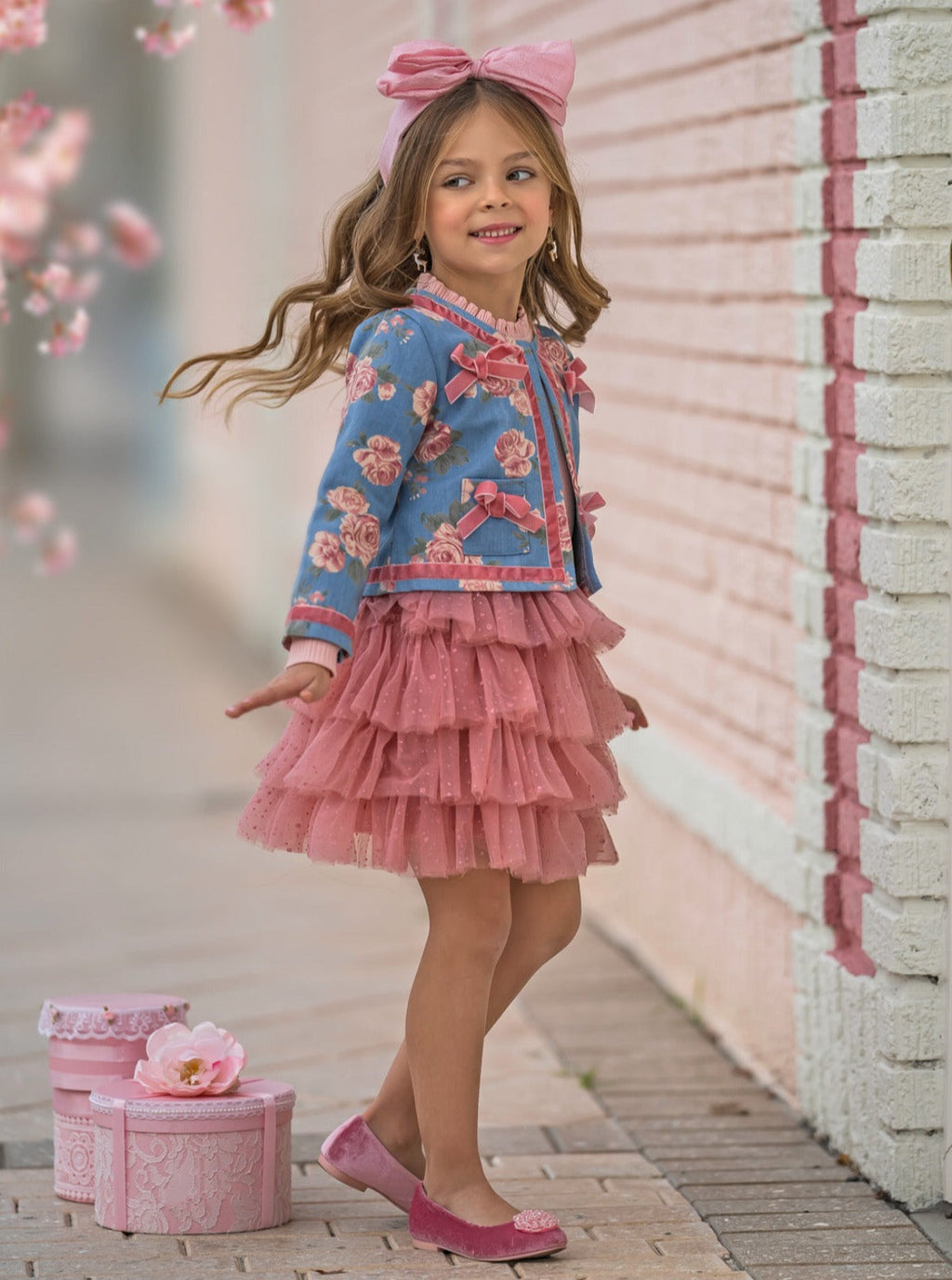 Blushing Blooms Matching Blazer and Tutu Skirt Set