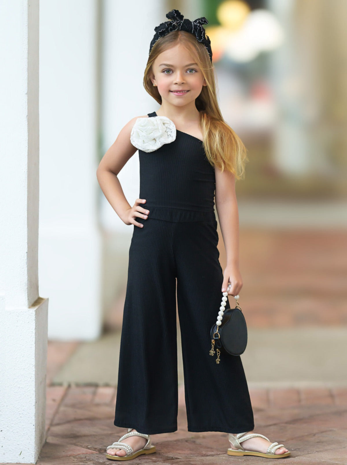 Bloom With Elegance One Shoulder Top and Palazzo Pants Set