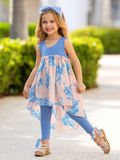 Blue Blossom High-Low Tunic and Legging Set
