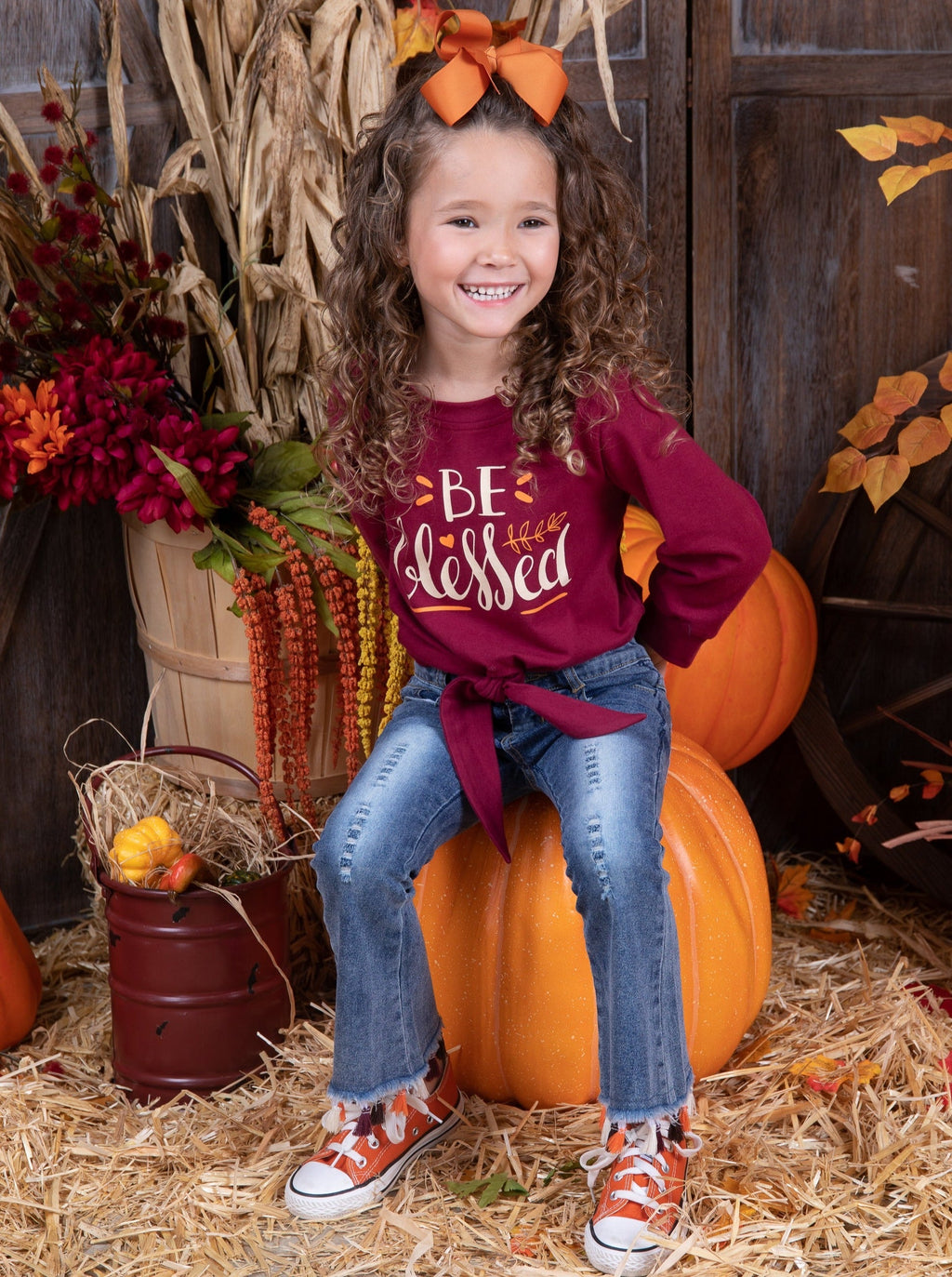 Be Blessed Tassel Bell Bottom Jeans Set