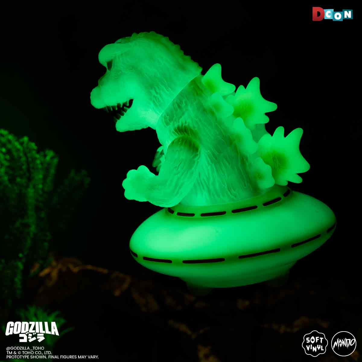 Godzilla UFO - Vinyl Designer Figure by Octeel - Glow-in-the-Dark Green Variant