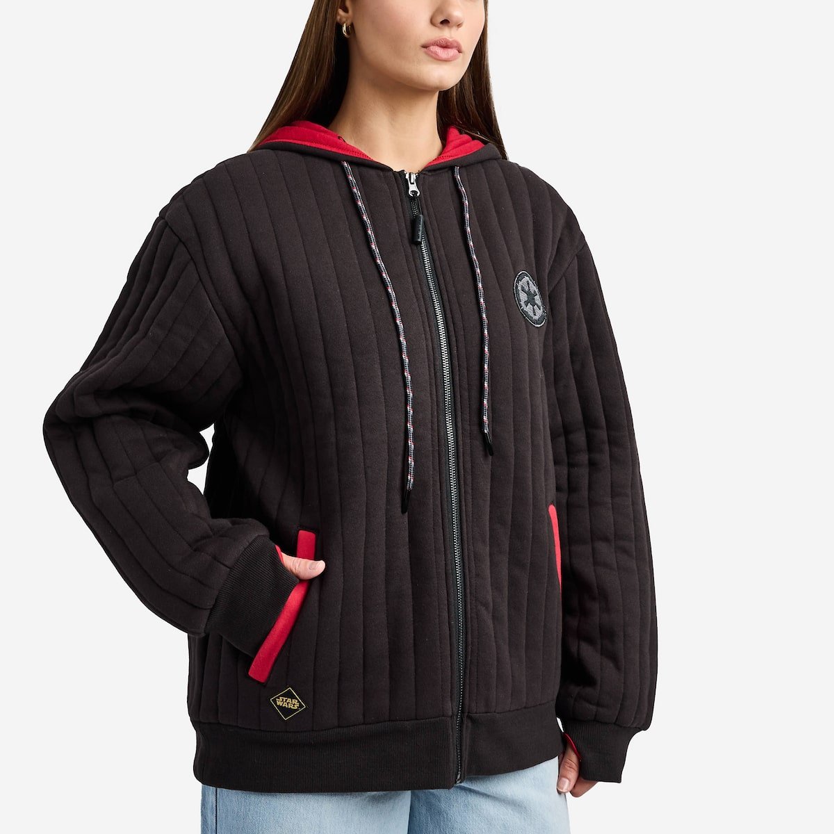 Empire Quilted Zip-Up Hoodie