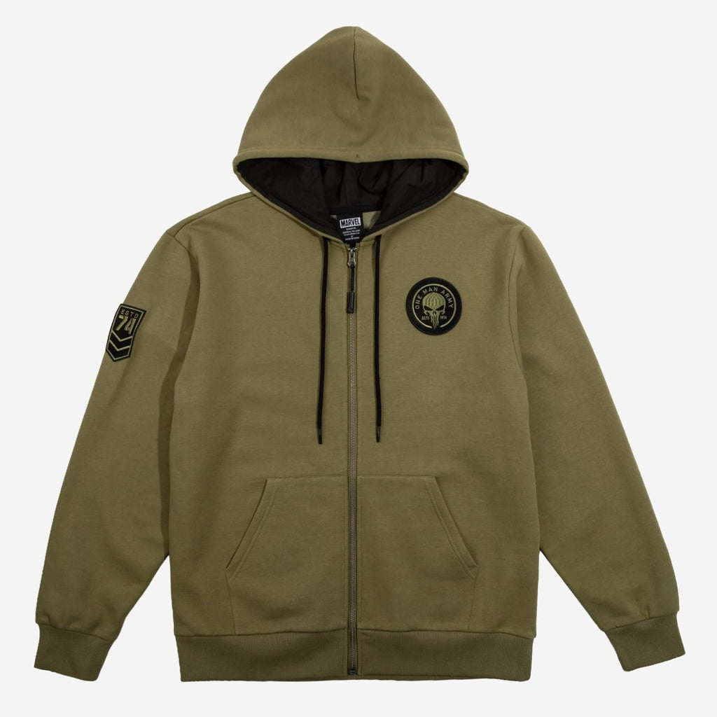 The Punisher Distressed Print Zip-Up Hoodie