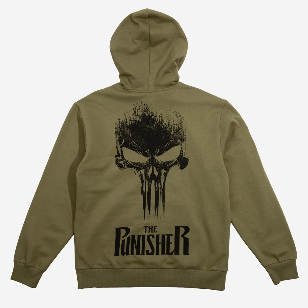The Punisher Distressed Print Zip-Up Hoodie