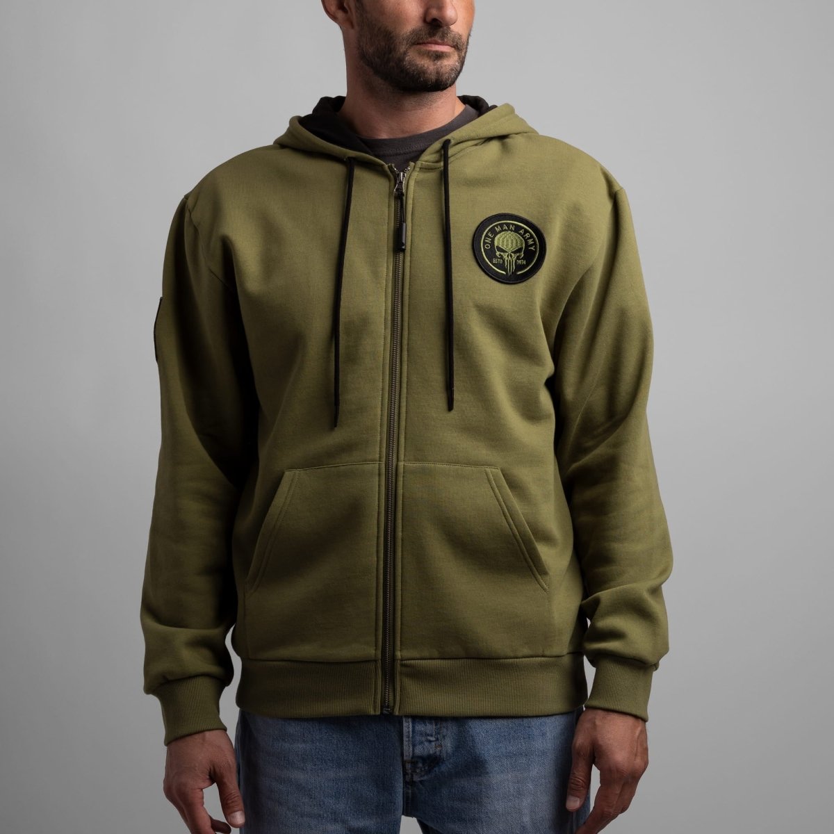 The Punisher Distressed Print Zip-Up Hoodie