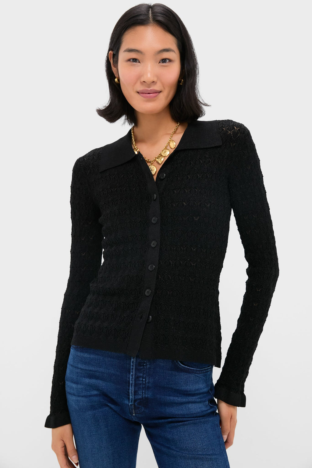 Black Ruby Knit Long Sleeve Polo